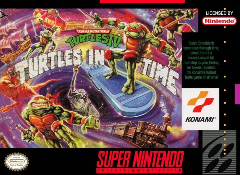 Teenage Mutant Ninja Turtles IV: Turtles in Time ROM box art